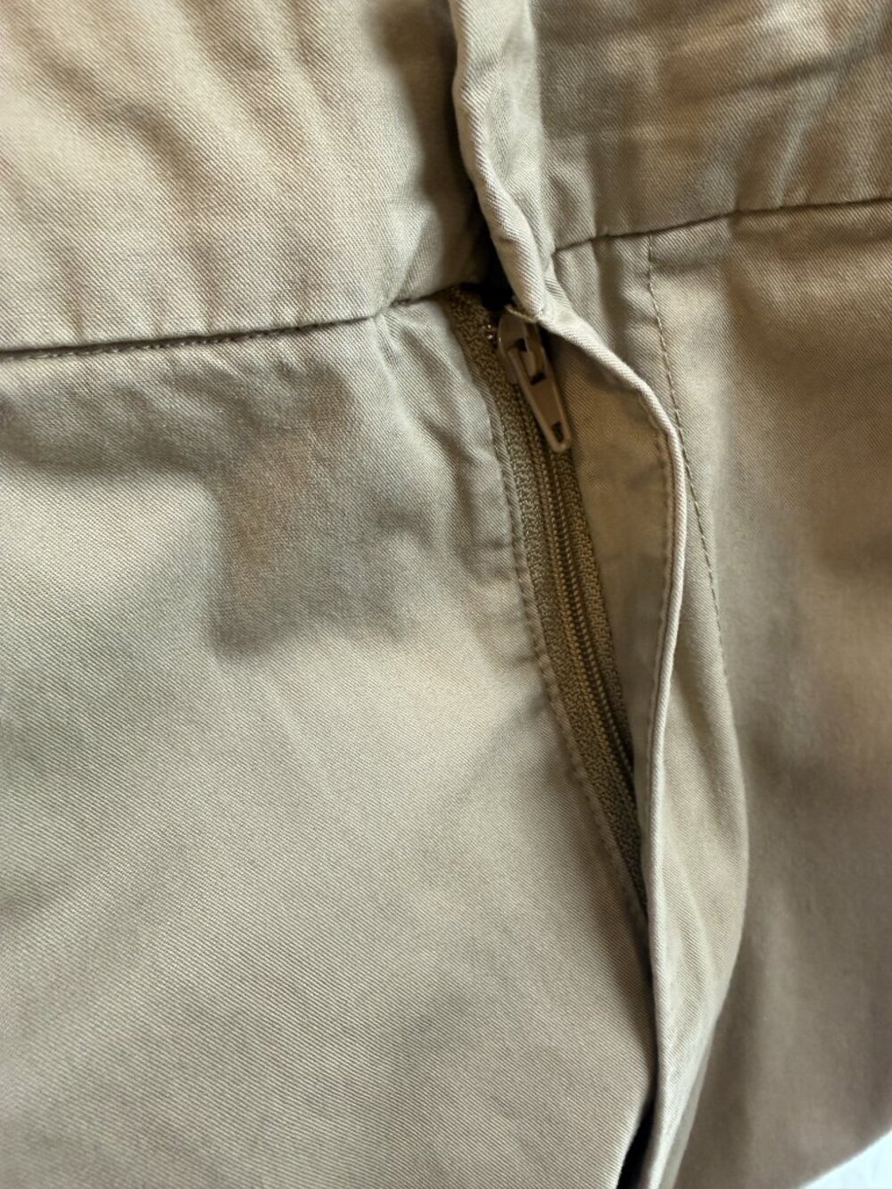Zara Khaki Chino Pleated Cuffed Wide Leg High Rise Pants Size Large - Picture 9 of 10